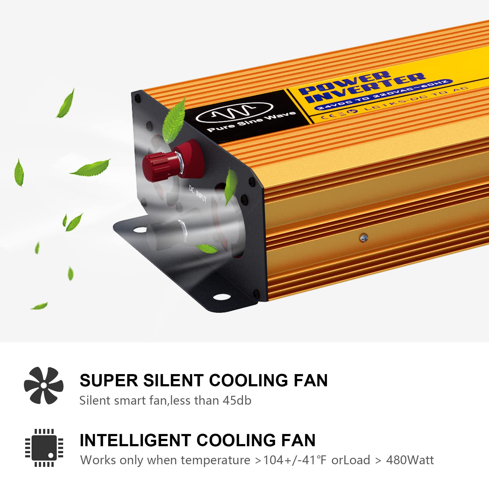 ECO-WORTHY Inverter Solare 1500W 24V DC-24V AC-220V, Onda Sinusoidale Pura di Picco 3000W per Auto/Camper/Casa/Sistema Solare Off-Grid