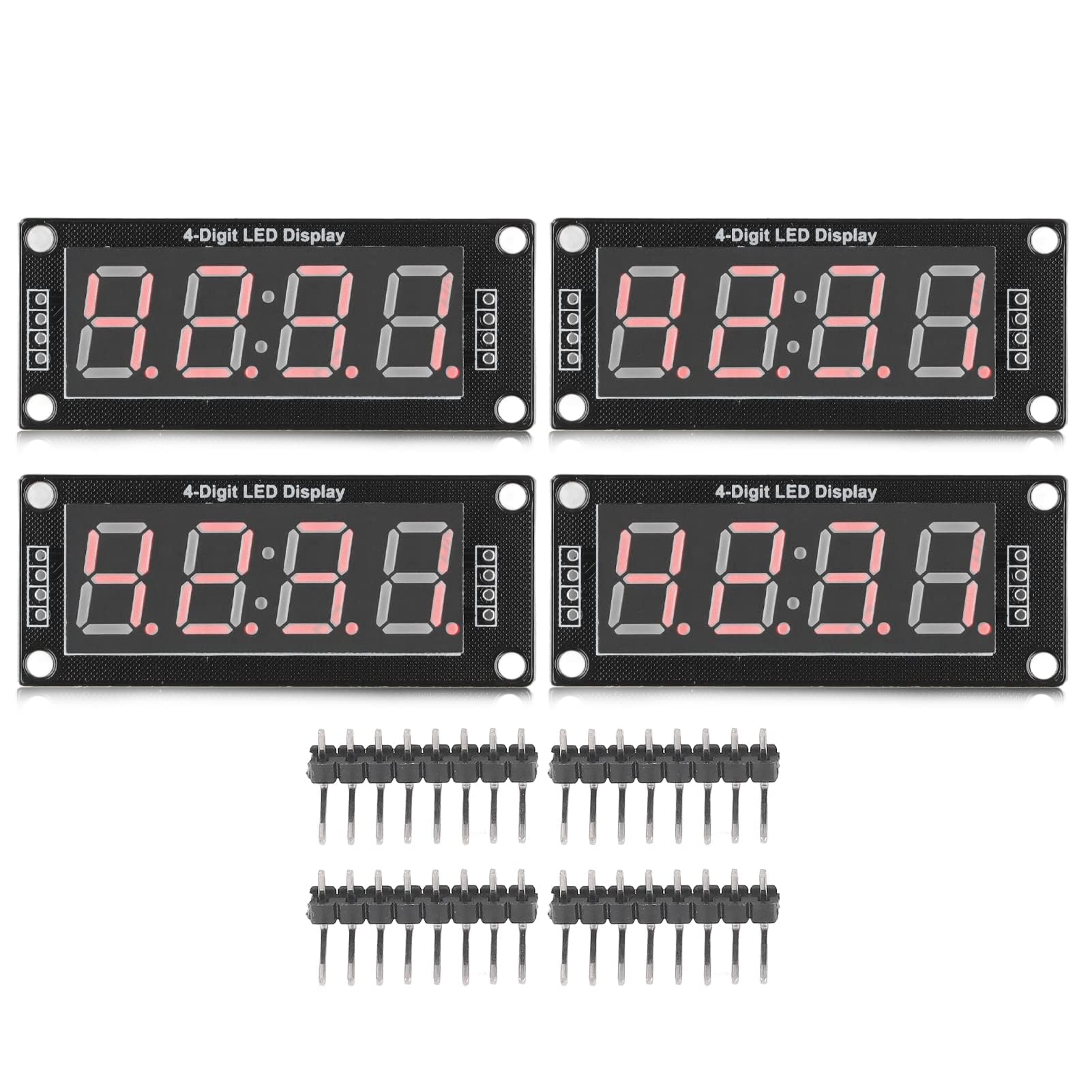 Tube à 4 Chiffres, 4 Ensembles de Tubes Numériques à 4 Chiffres avec En-tête de Broche Led Display Board Module D'horloge à 7 Segments TM1637 0.56in (Rouge MRA041D)
