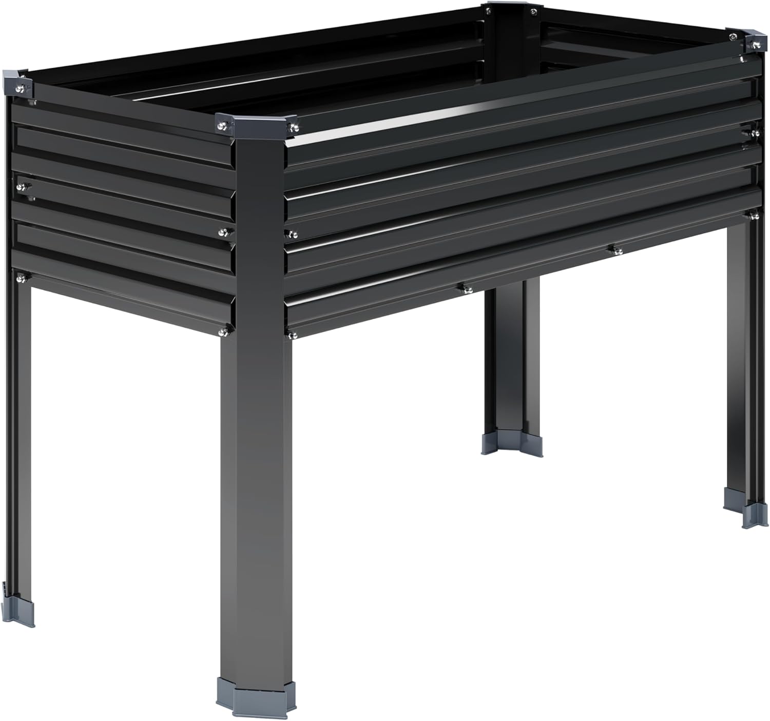 DIIYIV Galvanized Raised Garden Bed with Legs,48×18×30in Elevated Planter Box for Backyard,Garden, Patio, Balcony, 300lb Capacity,Planters for Outdoor Plants,Black