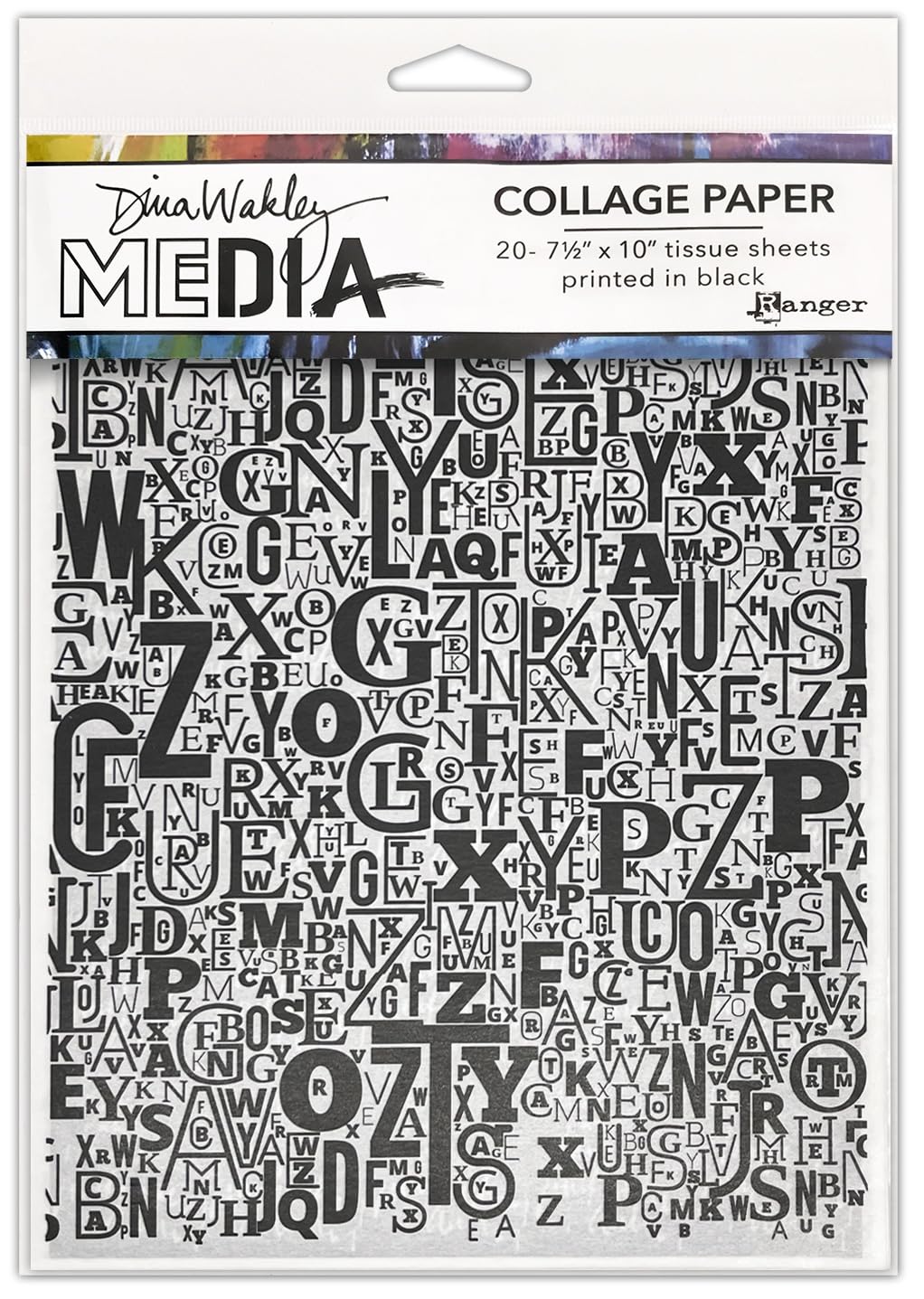 Dina Wakley Media Collage Tissue Paper 7.5"X10" 20/Pkg-Jumbled Letters
