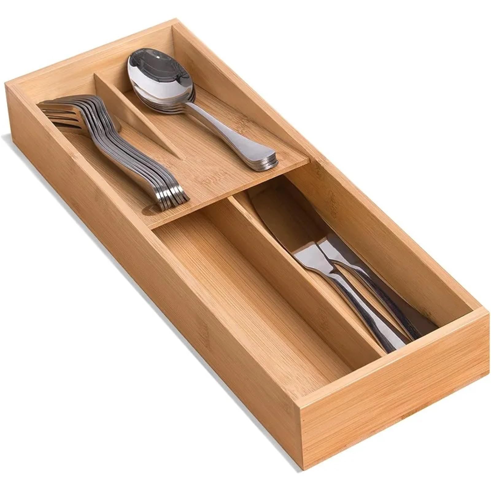 Cubertero Cajon Organizador de cubiertos bambú for cocina, pequeño organizador, bandeja for, cucharas, tenedores y cuchillos