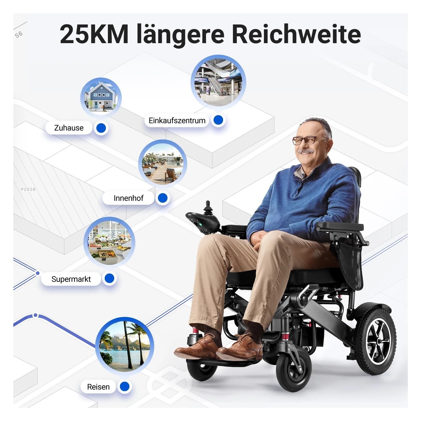 500W Aluminiowy Wózek Inwalidzki Elektryczny Zasięg 30KM Lekki, Składany, Odporny Na Warunki Atmosferyczne Wygodny I łAtwy W UżYciu