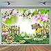 CYLYH 8x6ft Easter Backdrop Spring Easter Garden Photography Backdrop Green Grass Lawn Pink Floral Fence Background Baby Children Birthday Party Decorations Banner