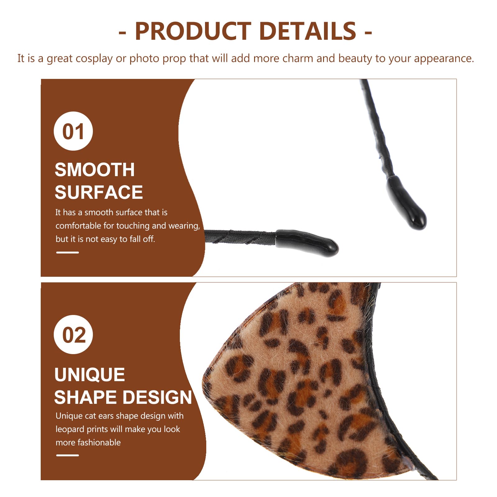 FRCOLOR 2PCS Leopard Cat Ears Headband Anime Cartoon Halloween Headwear Metal Ears Headband for Halloween Costume Party Carnival Christmas New Years Eve - Image 3