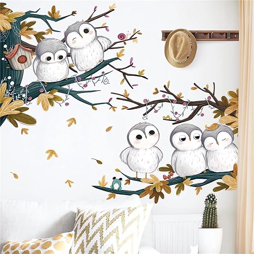 Calcomanías de pared de lindos búhos pequeños, calcomanías de pared de animales de dibujos animados de sacinora para bricolaje, vinilo extraíble