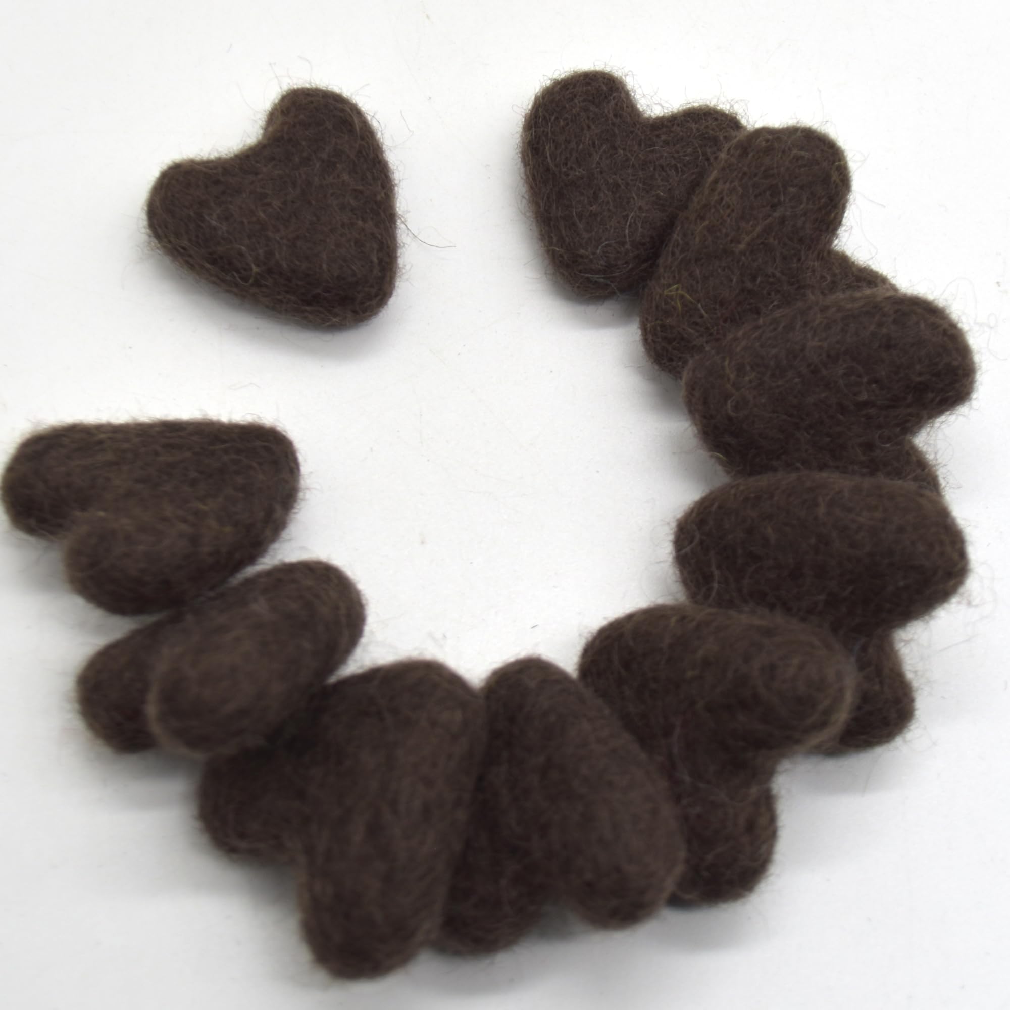 100% Wool Felt Hearts - 3cm - 10 Felt Hearts - Dark Brown