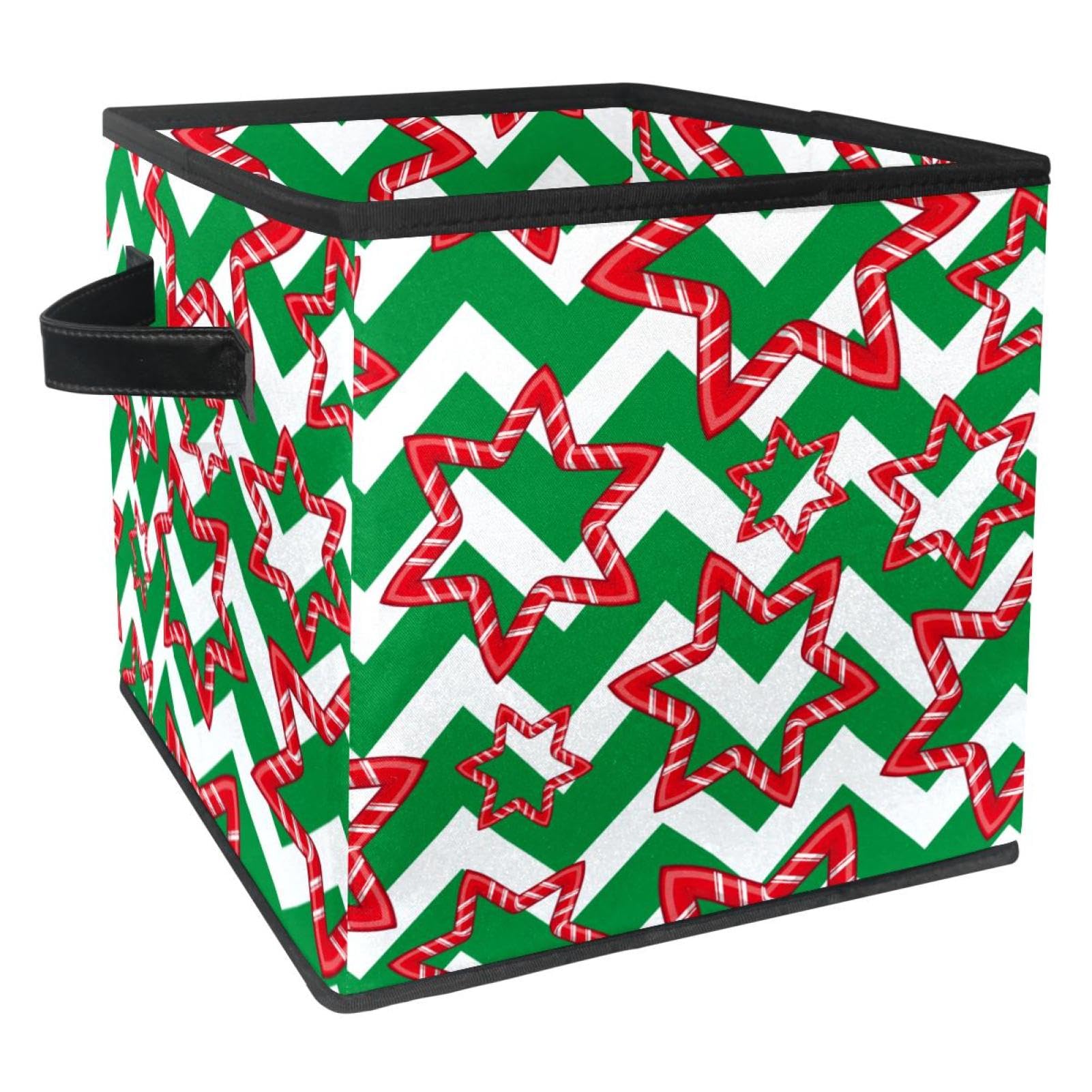 Boîte de rangement pliable cube en tissu vert de Noël pour organiser vos placards