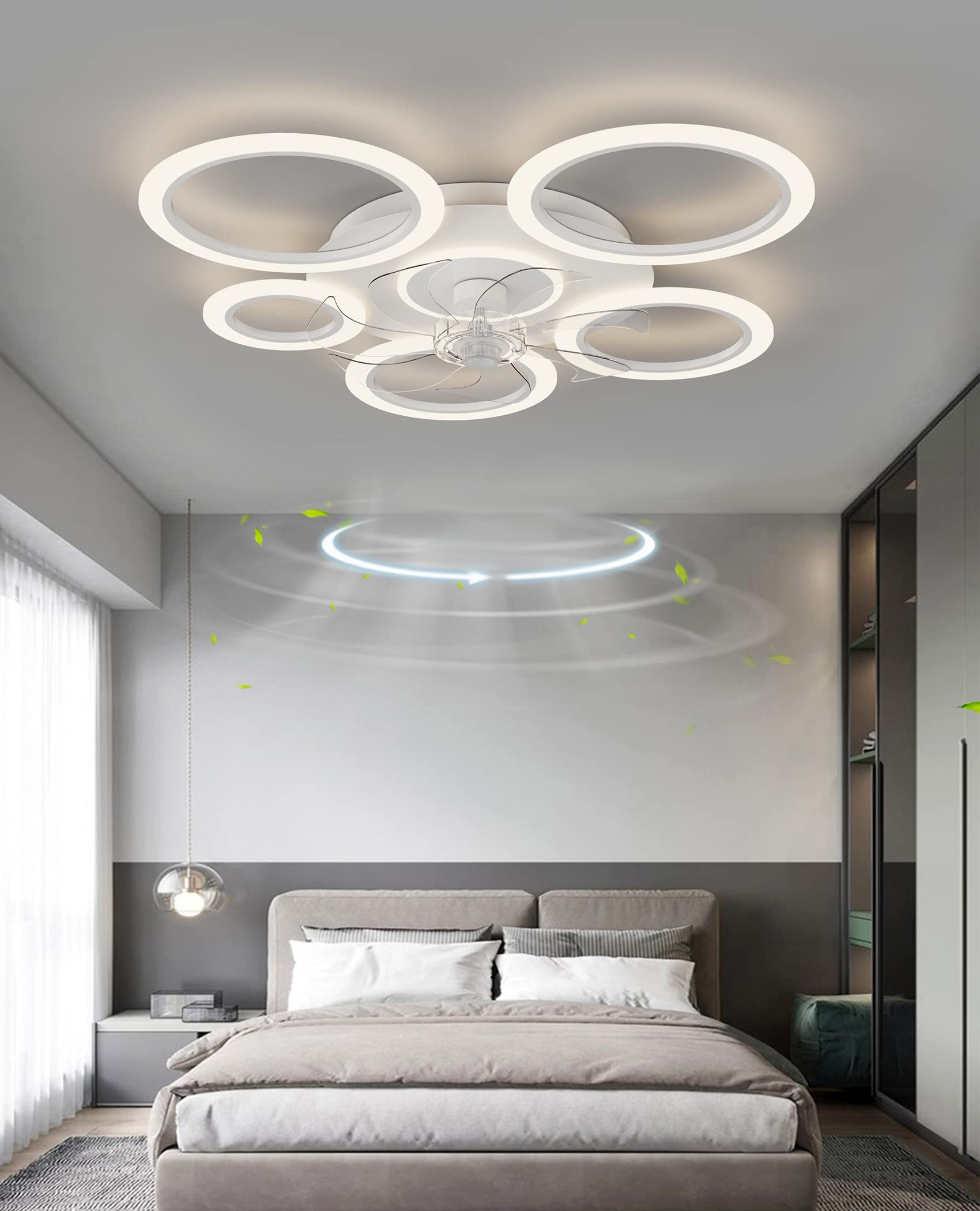 90cm（35.43"）ventilatore da soffitto con luce, plafoniera silenziosa con telecomando, plafoniera dimmerabile da 70W con timer di ventilazione con luce del ventilatore, camera da letto-soggiorno