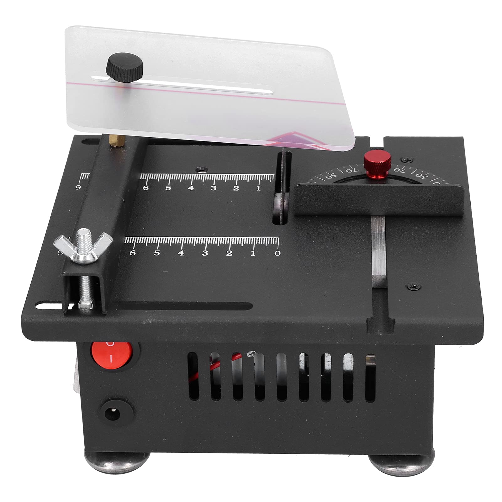 Mini Sega da Banco, 100W 6000RPM Sega Circolare da Banco, Sega da Tavolo Elettrico Sega Portatile Fai da Te con Taglio ad Angolo 0-90, 7 Livelli di Velocità Regolabili(Nero)