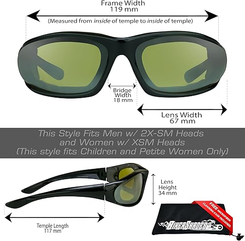 Miniatura 2 de Bikershades Gafas de sol de motocicleta pequeñas acolchadas de espuma para mujeres, niños y niñas