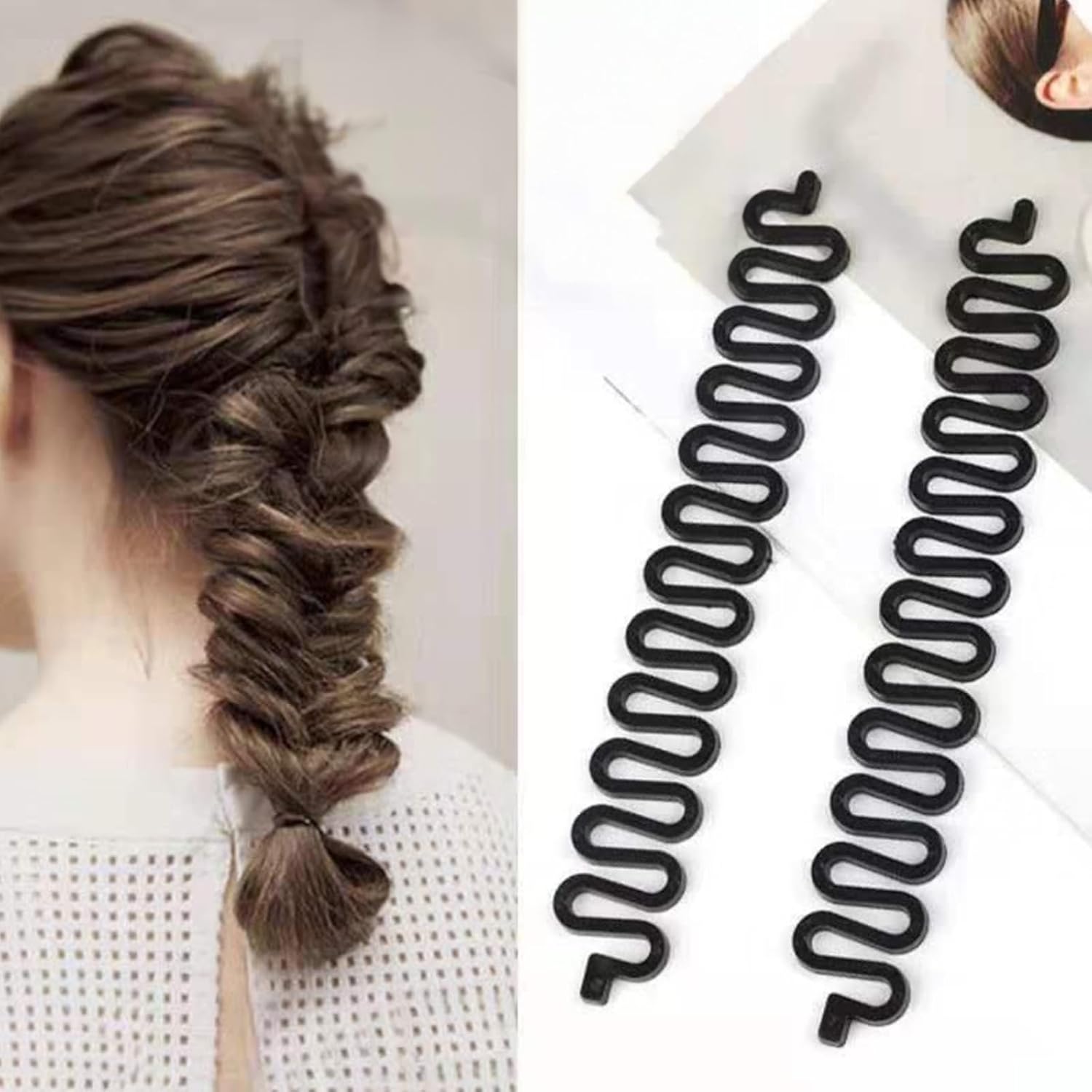 Multifunctional Hair Braiding Tool for Easy Styling – DIY Hair Bun Maker and Twist Tool for Quick Updos and Creative Hairstyles(Black)