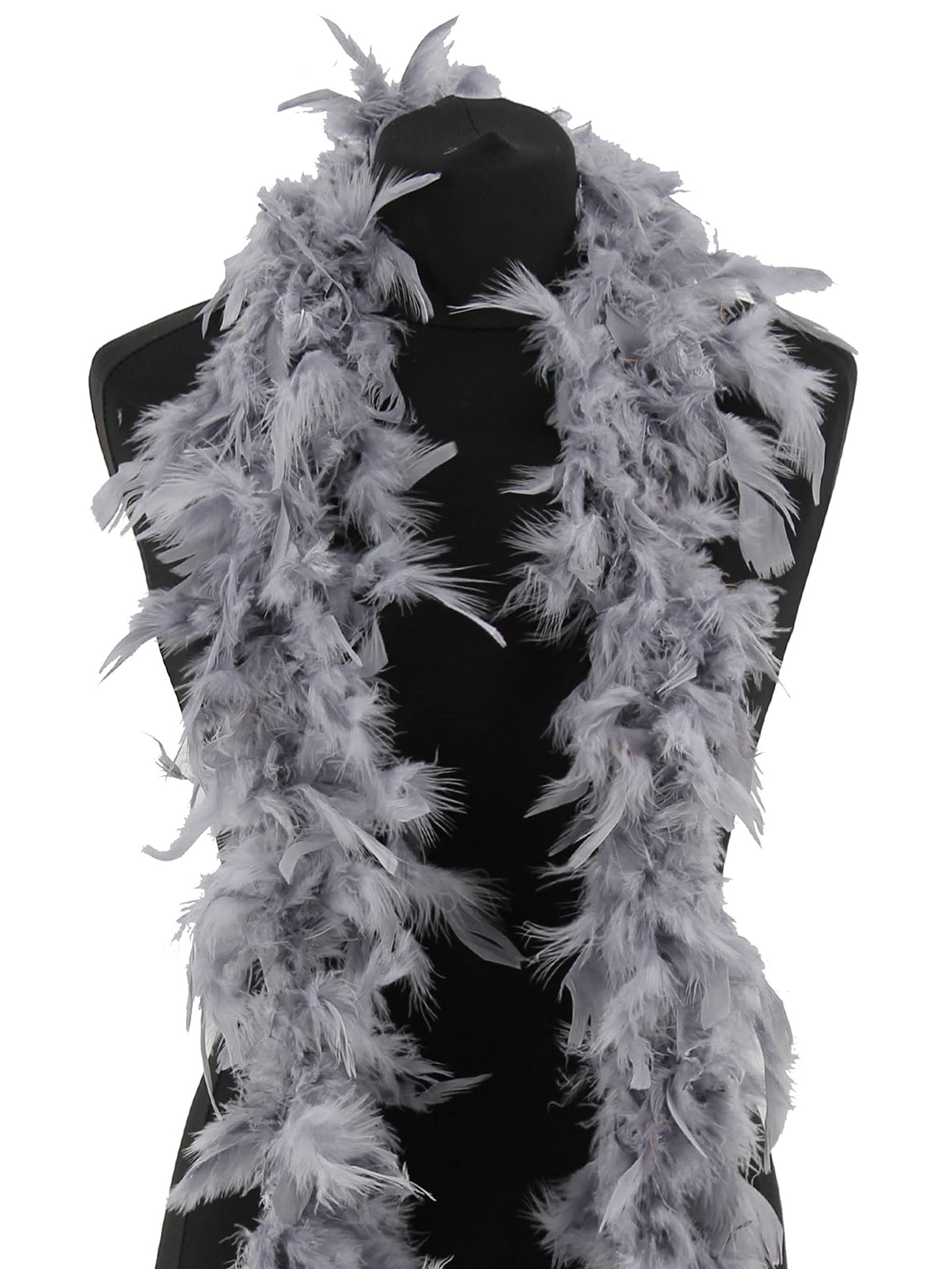 Feather Boa 50g 180cm Soft Turkey Feathers Light Long Boas for Women Hen Party Fancy Dress Costume Burlesque Dance Showgirls 1920s Gatsby Flapper Halloween Christmas Photo Props (Midnight Silver) — image 1