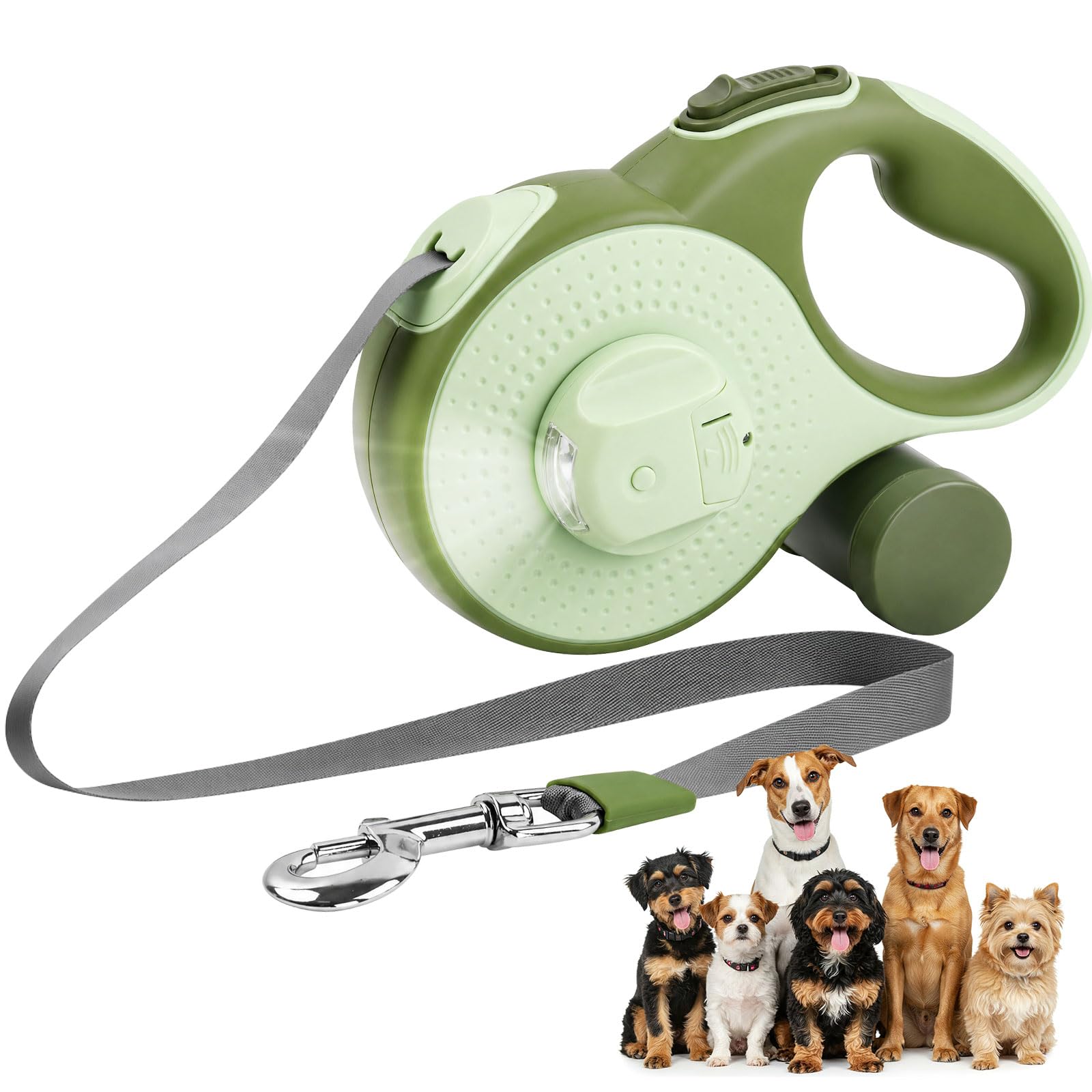 8m Correa Perro Extensible,Correa Extensible Perro,Correas para Perros,360° Antienredos,con Seguro y con Freno,Soporte para Bolsas de excrementos,para Perros de hasta 35 kg (Verde)
