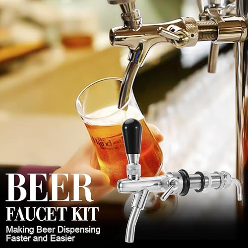 Miniatura 6 de Grifo de cerveza ajustable de acero inoxidable mejorado, grifo de barril de cerveza de barril de barril de barril de cerveza ajustable con control