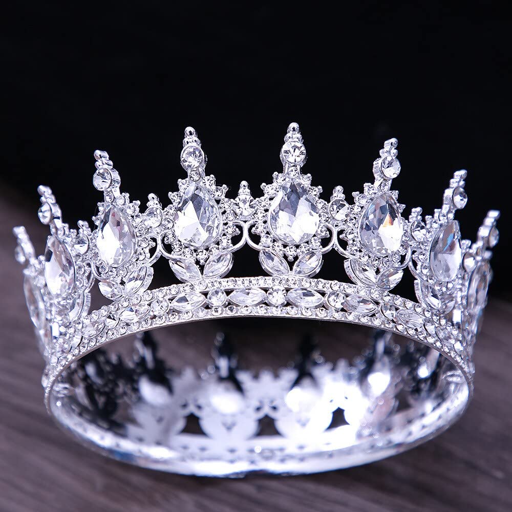 Haarschmuck Krone Tiaras für Frauen Vintage Prinzessin Rosa Crystal Tiara Kronendem -Diadem -Party Hochzeit Strass Brautkronhaarschmuck Accessoires, Pink ， Silber ， Weiß