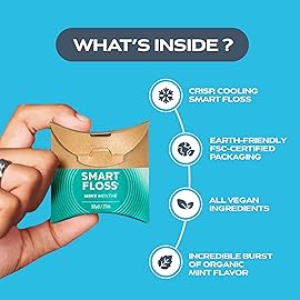 drTung\'s Smart Floss Mint for Teeth - Natural Expanding Dental Floss, Gentle on Tooth & Gums, Expands & Glides, PTFE & PFAS Free, Certified Organic Mint Essential Oils - Pack of 12