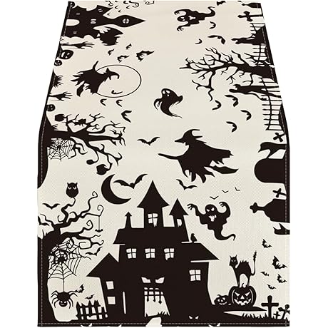 Spooktacular Halloween Tablecloth: Prime Vintage Gothic Skull Bat Pumpkin, Your Frightful Party Essential