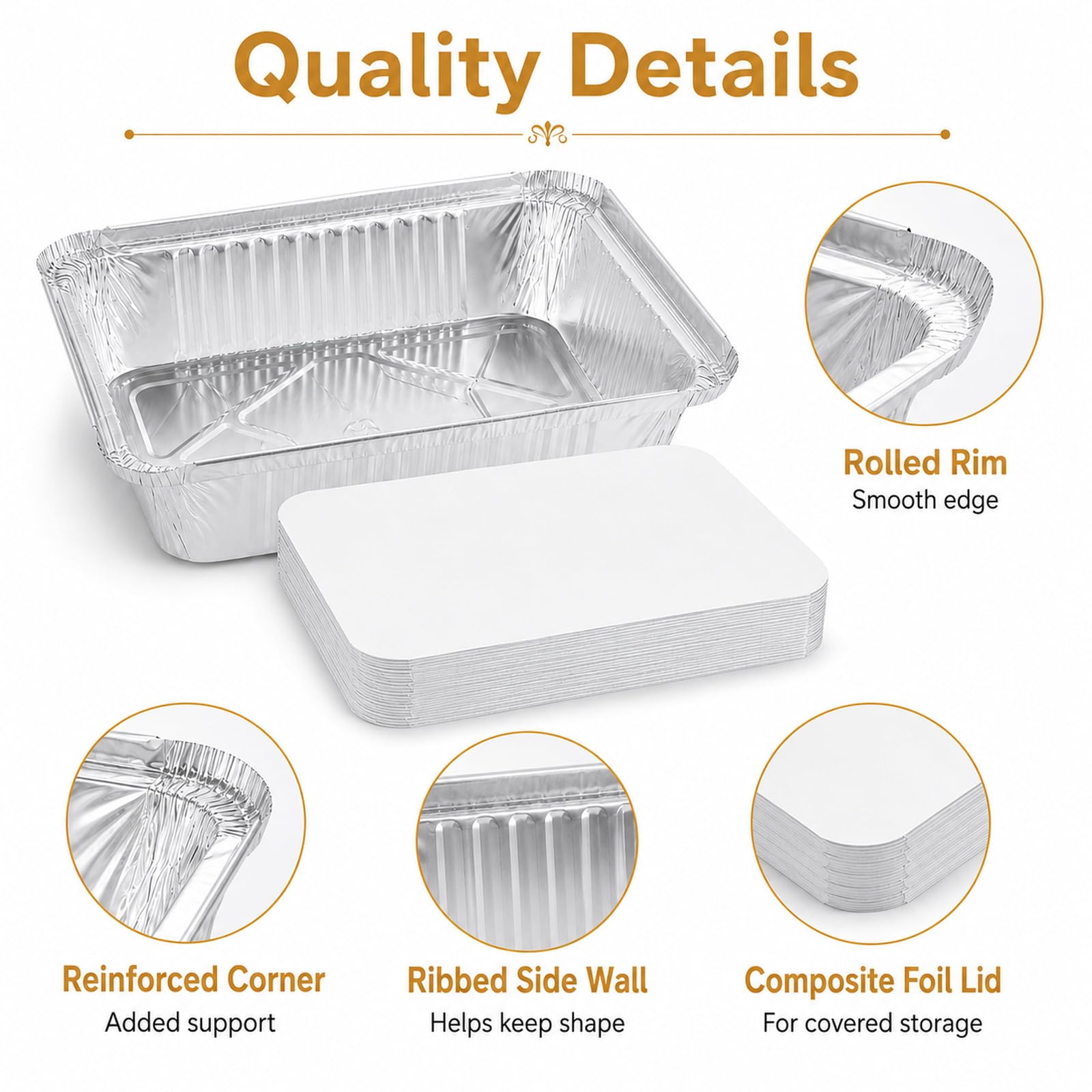 WOPPLXY 50 Stück Aluschalen mit Deckel, 1000ml Aluschalen Grill, 22 x 15,8 x 5,4cm Alu Grillschalen für Backen, Braten, Kochen