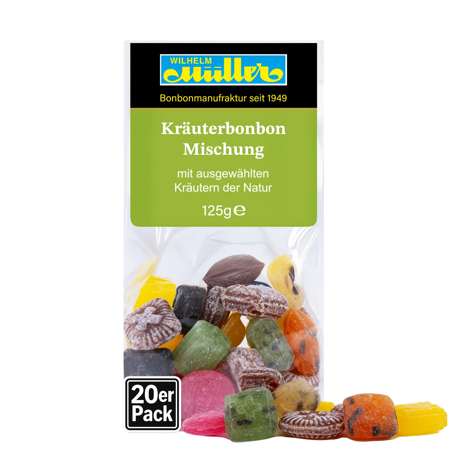 WILHELM Müller Kräutermischung - Kräuter Bonbons wie vom Jahrmarkt - Kräutermix als Bonbons - Im praktischen Beutel aus Deutschland - 2500g