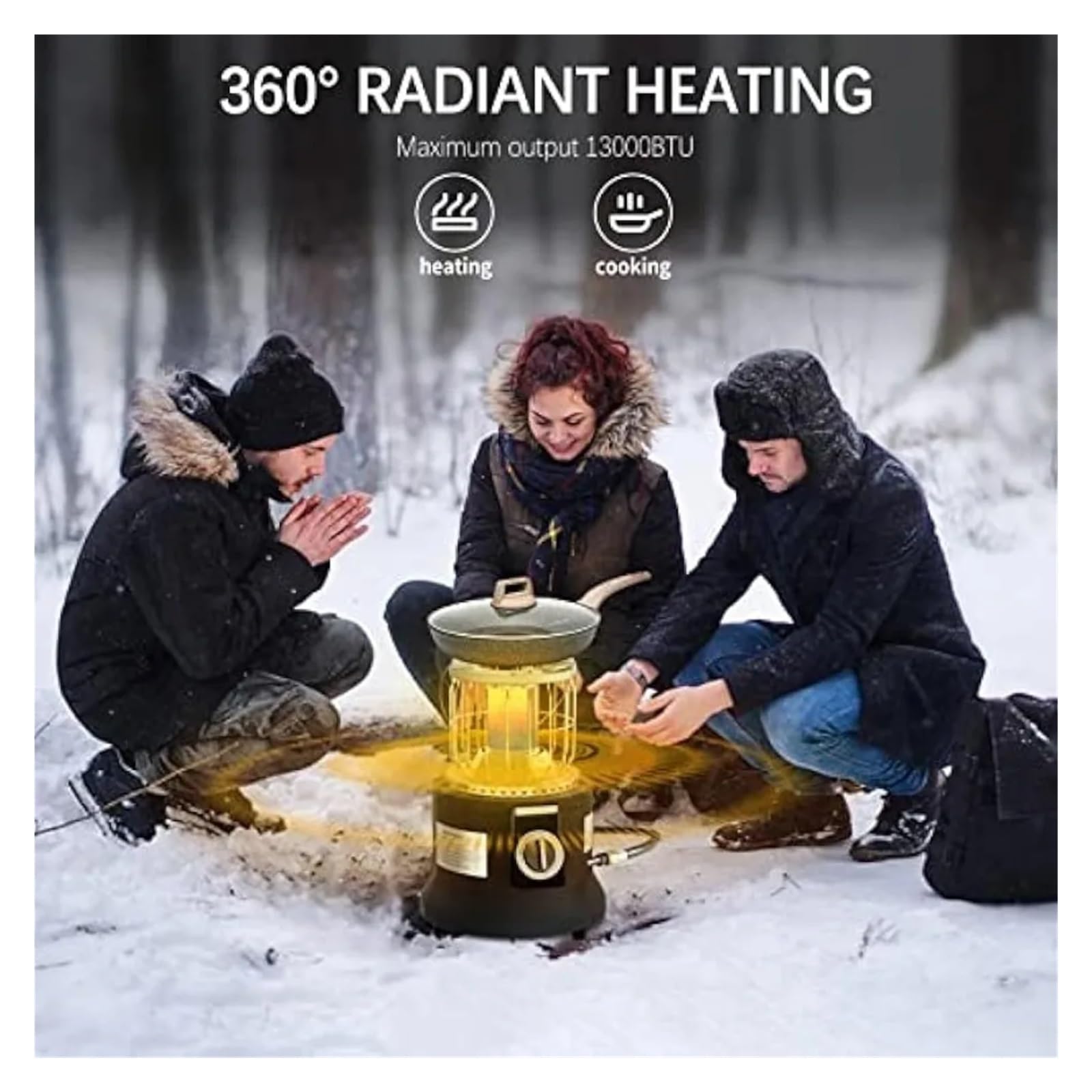 EDEDE Chauffage d'espace, Chauffa Propane, chauffa et poêle à gaz Portable 2 en 1 for Camping avec Tuyau Propane de 1,5 m + réducteur de Pression pour Une Utilisation en intérieur au Bureau à domi