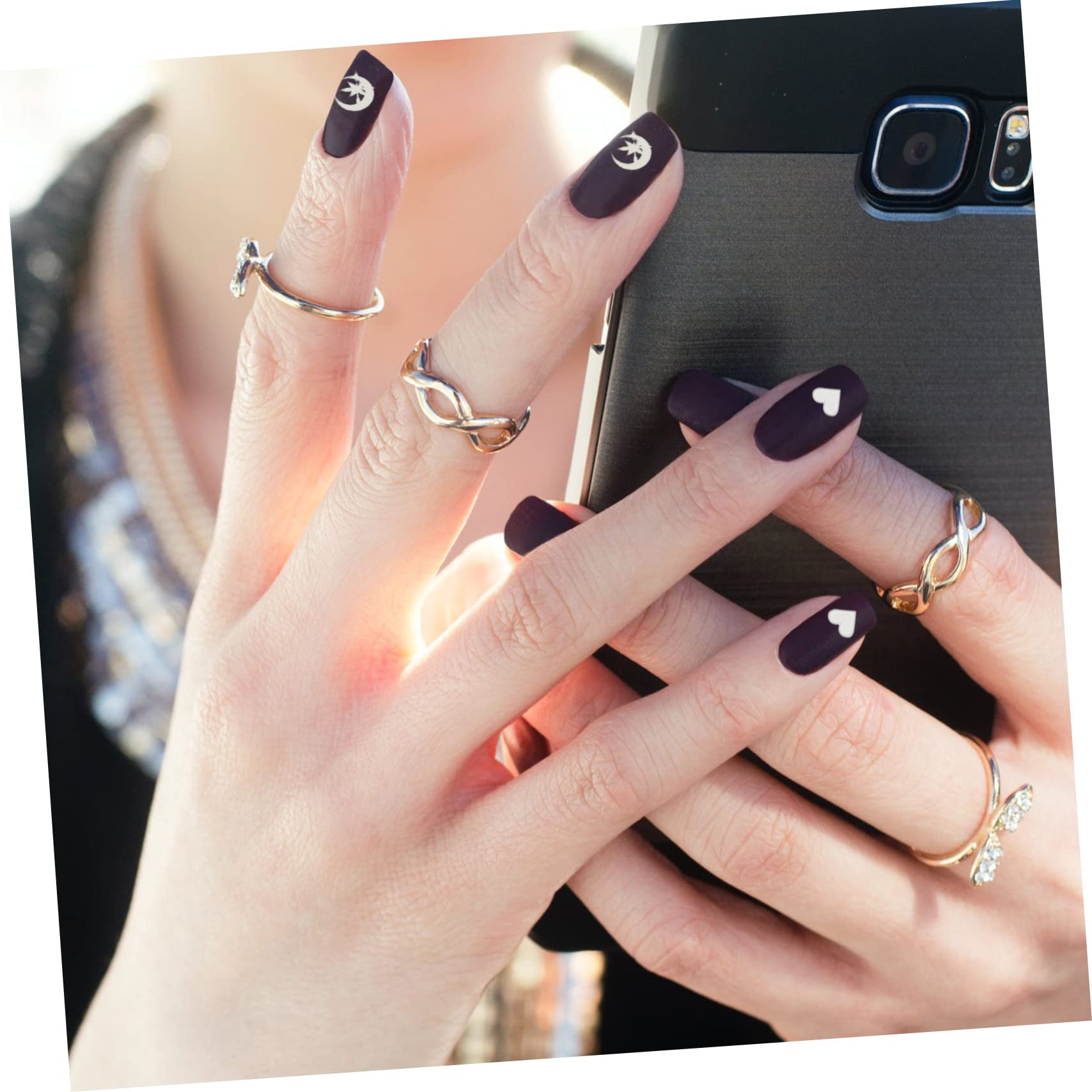 PACKOVE 5 Set Adesivi Decorativi Per Unghie Nail Art Stickers Adesivi Per Manicure Facili Applicare Per Unghie Naturali E Adatti Per Domestico E 8 Fogli*5