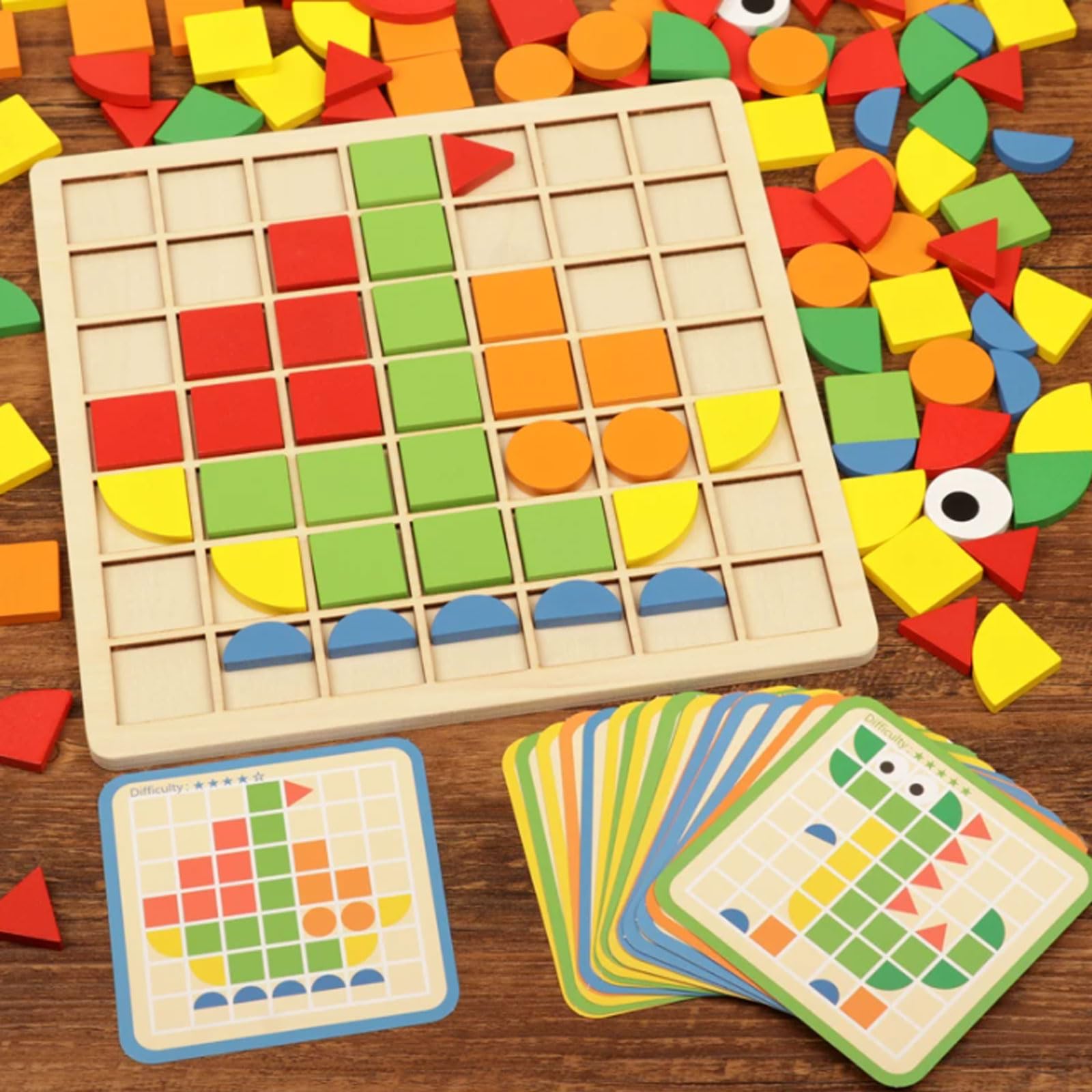 Rompecabezas Mosaico Formas Geométricas Madera Montessori