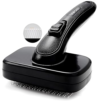 Self Cleaning Slicker Pet Brush for Grooming and Shedding Small Medium Large Dog Cat - Gently Remove Loose Tangling knot Undercoat Fur Mats - Suitable for Long Short Hair Lengths sensitive Animals