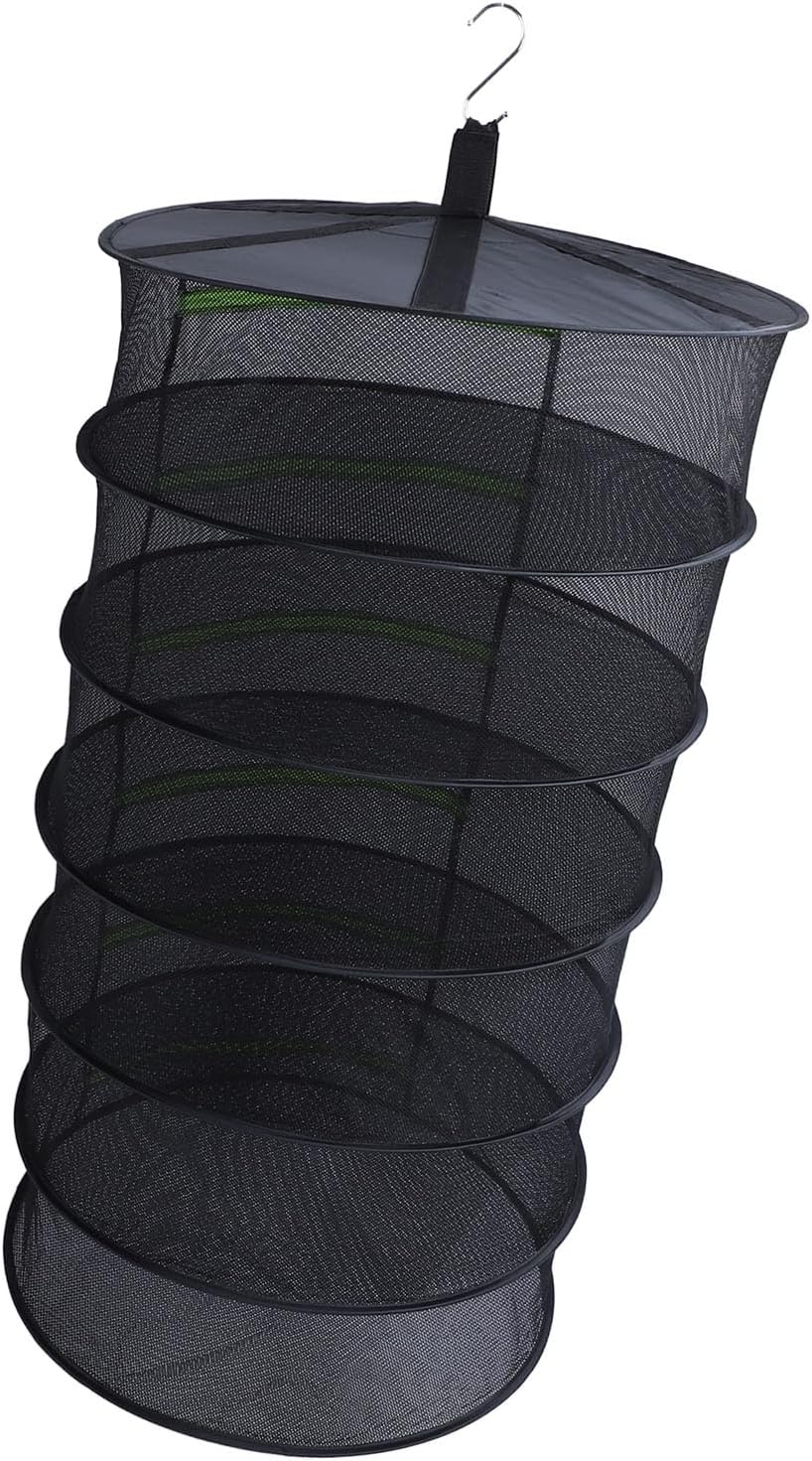 Fabater Drying Rack, Mesh Dry Net Dryer, Mesh Hanging Basket with S Hang Buckle and Storage Bag, Outdoor Plant Dry Net Basket for Seeds Plants and Clothes (6 Layer)