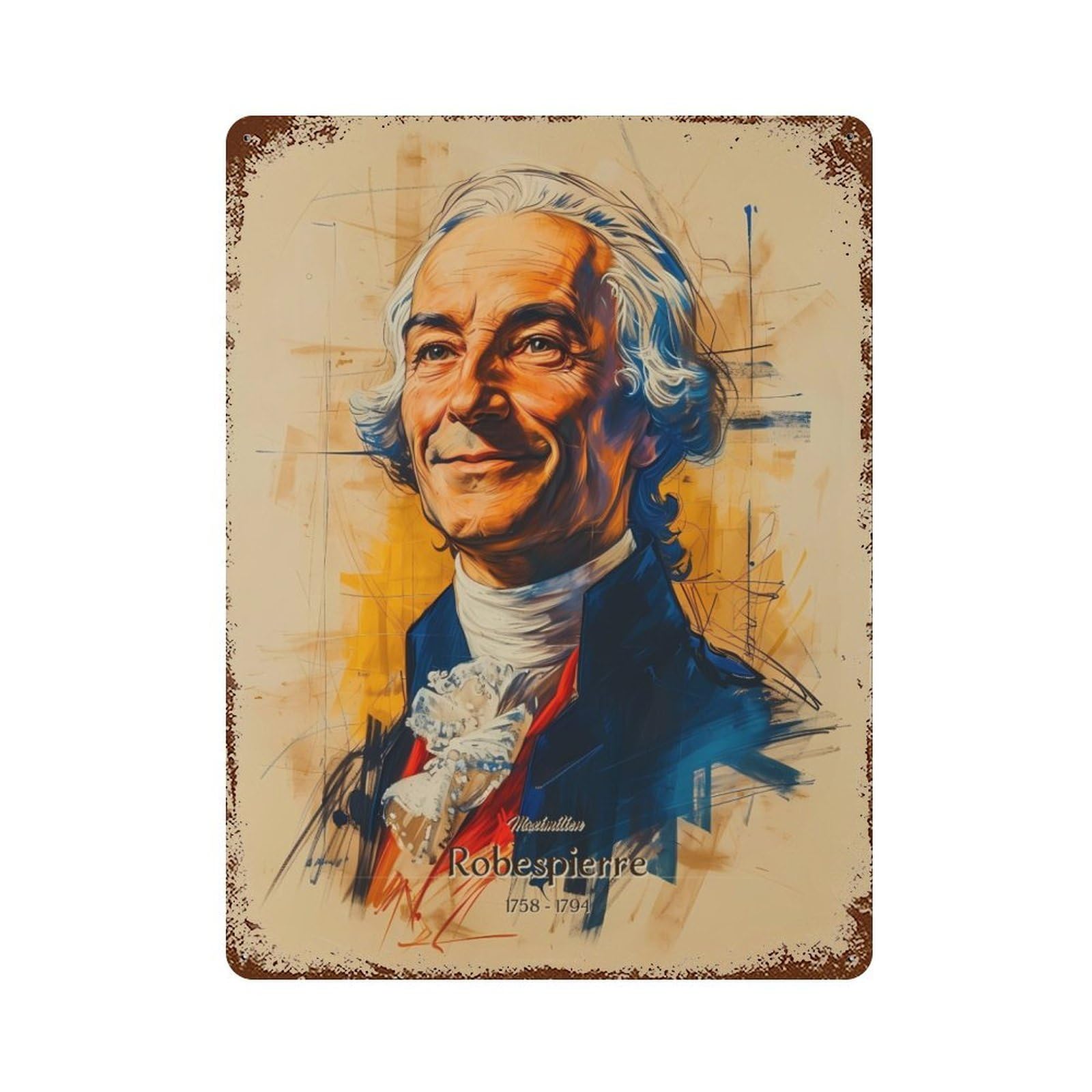 xiaoxiaoshen History Maximilien Robespierre Wall Decor Art Metal Tin Poster Modern Home Decor Art Home Bar Shop Decorations Vintage Sign 40x30cm