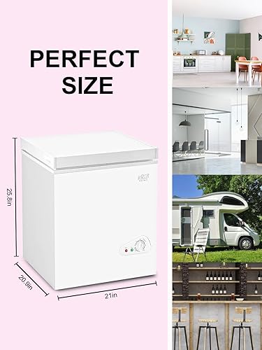 Miniatura 5 de Congelador horizontal Krib Bling 3.5 pies cúbicos con termostato ajustable, congeladores compactos con cesta de almacenamiento extraíble para