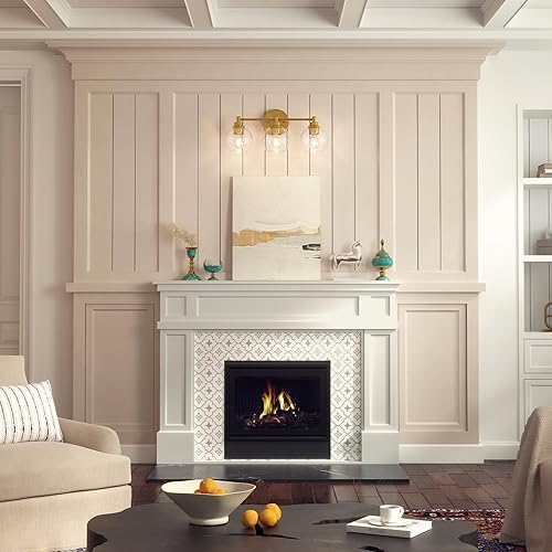 Miniatura 8 de VONLUCE Lámparas de baño, 3 luces de tocador de baño con pantallas de cristal de globo E26, luces de tocador sobre espejo para dormitorio, pasillo,