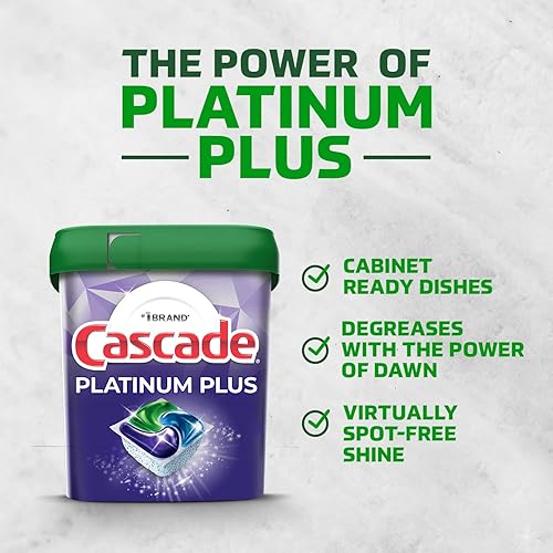 Miniatura 2 de Cascade Platinum Plus Cápsulas para lavavajillas, detergente para platos ActionPacs, Clean Lemon, 62 unidades