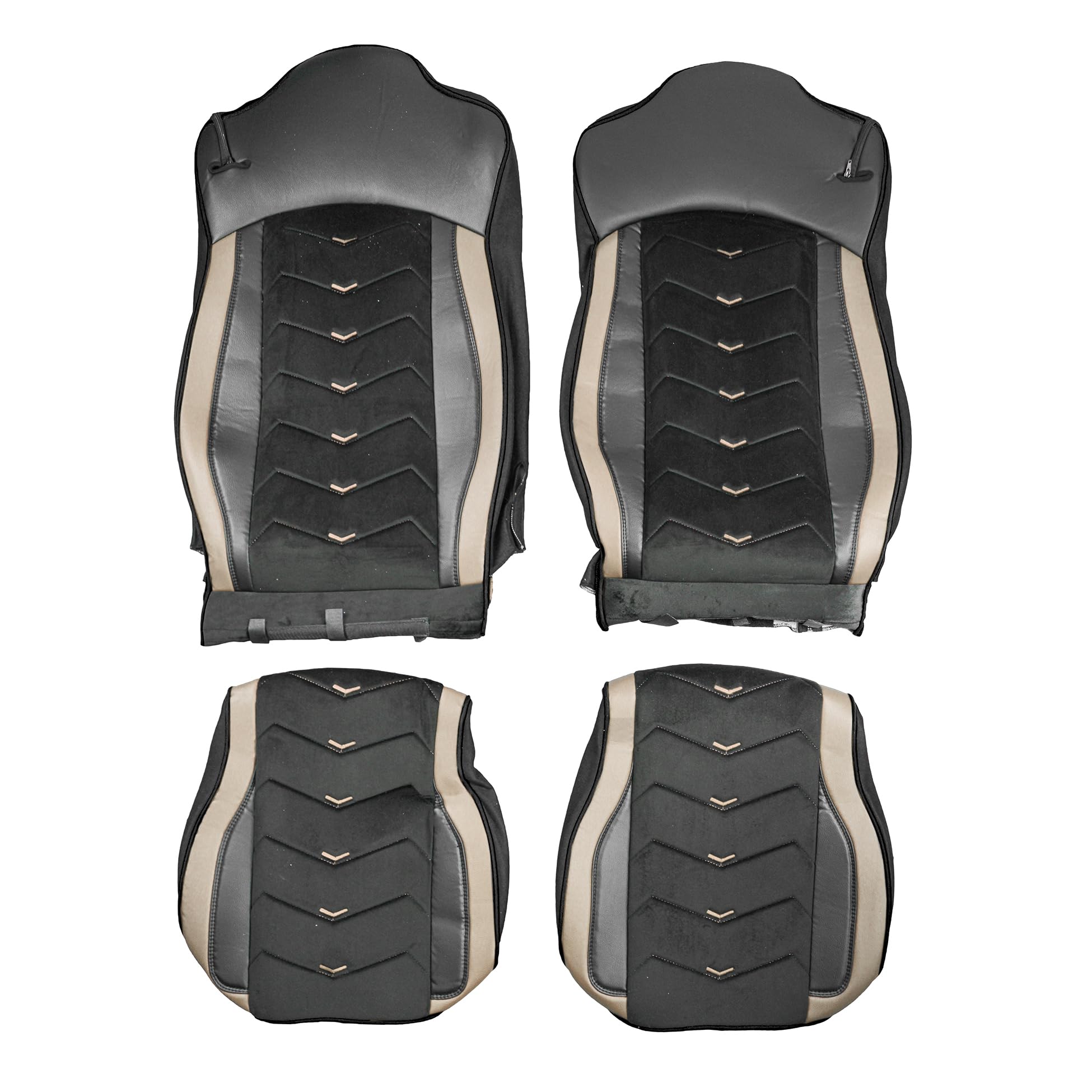 Generisch Fundas de asiento aptas para Iveco S-Way 2019 - Camión 1+1, piel/Alcantara, color negro con beige