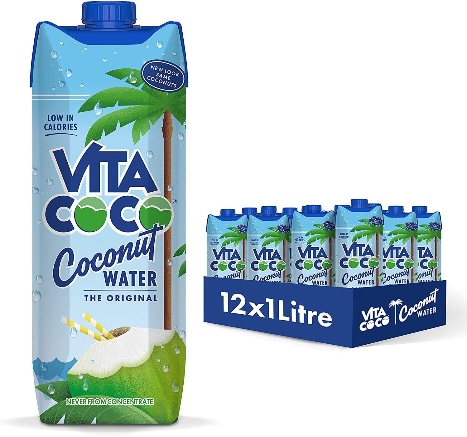 Pure Coconut Water (1L x 12) - Naturally Hydrating - Packed With Electrolytes - Gluten Free - Full Of Vitamin C & Potassium