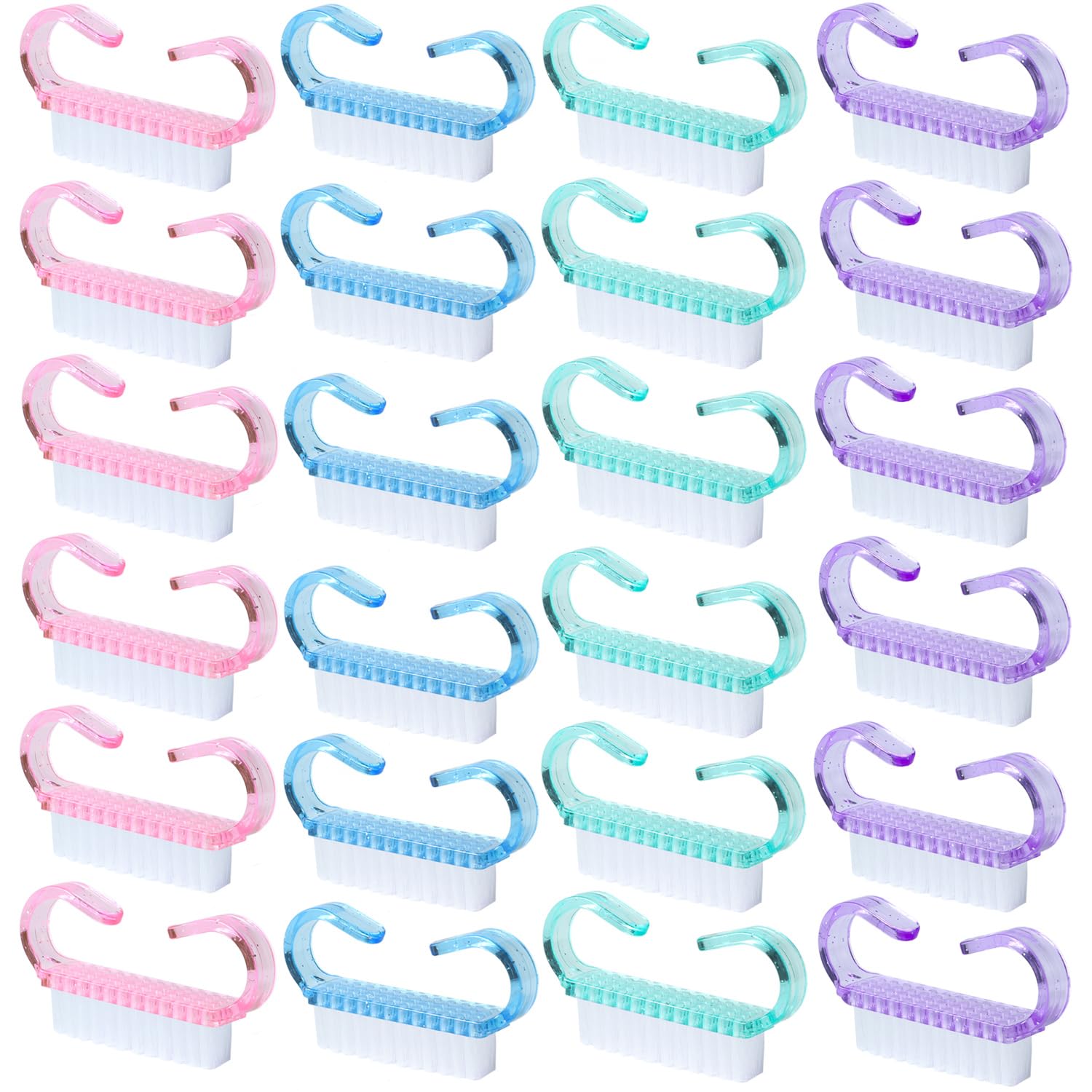 24 Pezzi Spazzolino Unghie,Pennello per Unghie,Pennello con Manico in Plastica Strumento di Pulizia per Nail Art, Spazzola per la Pulizia delle Mani, Pulizia e Lavaggio Quotidiano