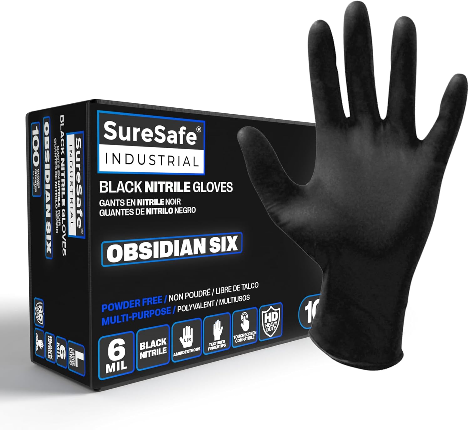 Black Nitrile Gloves Industrial Grade Nitrile Gloves, Mechanic Gloves, 6 Mil Gloves