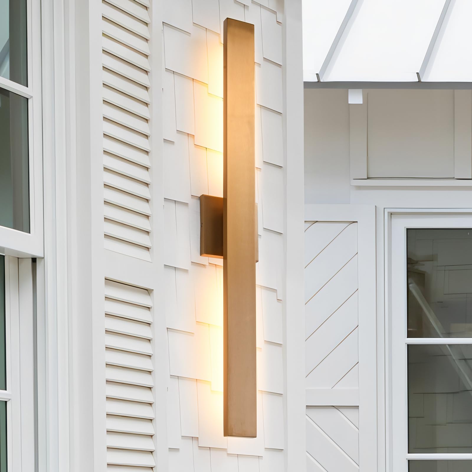 Gold LED Porch Lights 34 in Modern Exterior Lighting Fixtures Waterproof Outdoor Wall Lights Long Outside Lights for House Garage Front Door Patio,1 Pack