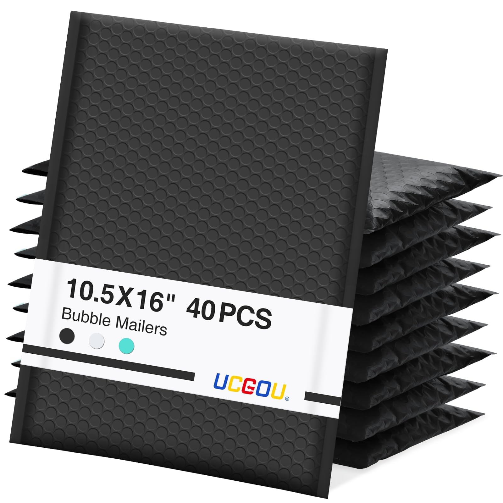 UCGOU Bubble Mailers 10.5x16 Inch 40 Pack Large Padded Envelopes Black Waterproof Packaging Bags for Shipping Self Seal Strong Adhesion Mailing Bubble Envelopes for Jewelry Makeup Supplies