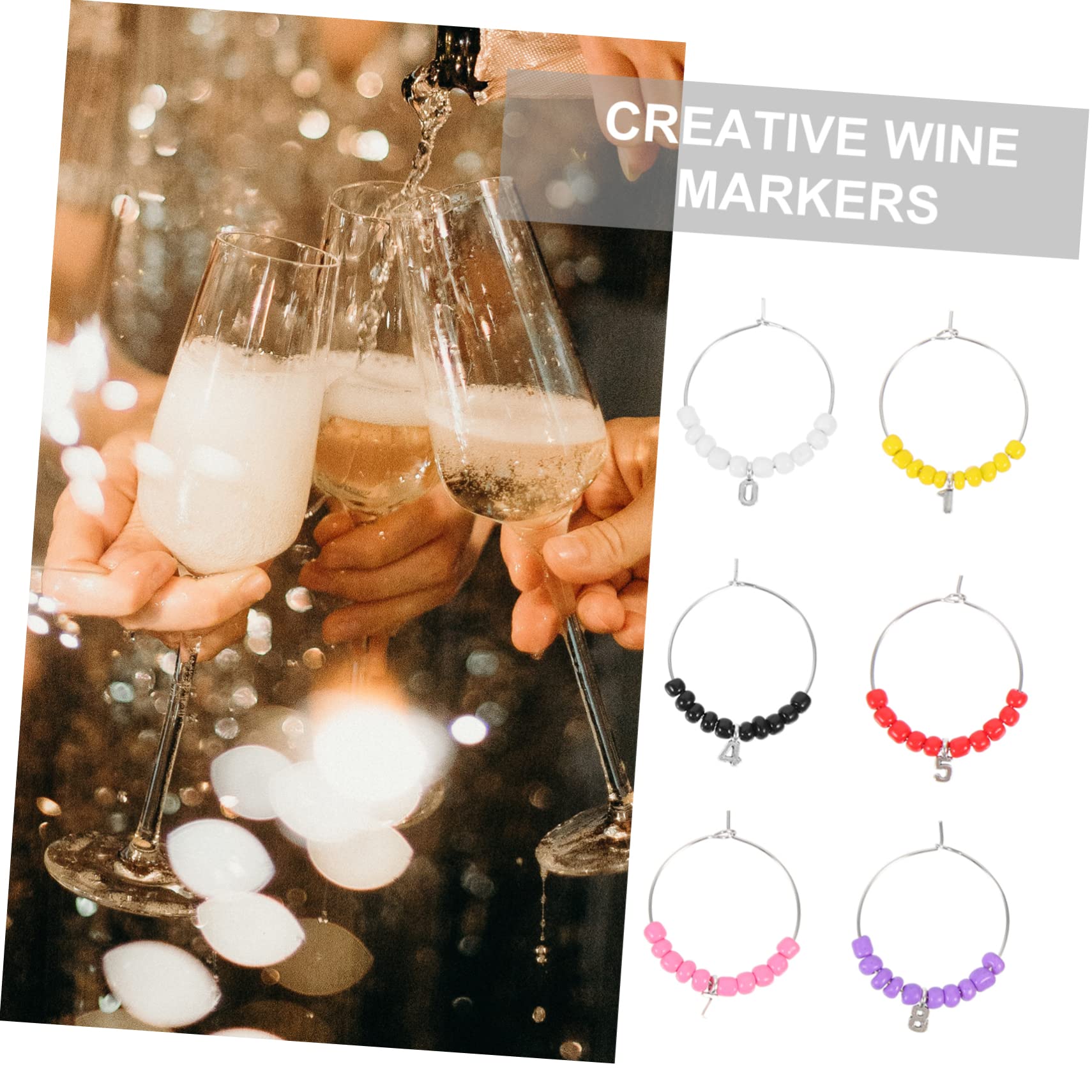 Amosfun 5 Set Di Perline Per Segnabicchieri Da Vino Segnabicchieri in Riutilizzabili Per Decorazioni Per Feste A Tema Vino 10 Pezzi*5