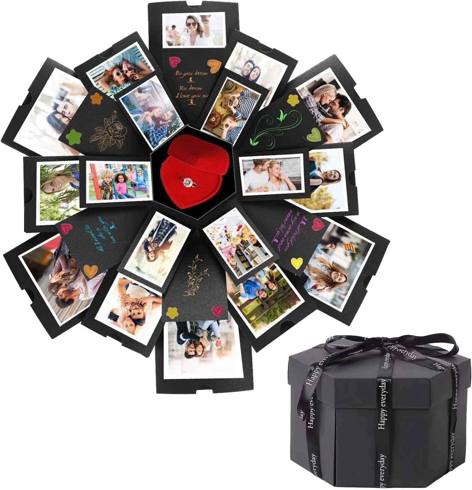 6 Faces DIY Explosion Gift Box,Photo Explosion Box,47cm/18.5in Box Explosion Surprise,Creative Explosion Gift Box Handmade Scrapbook Photo Album,Photo Box Gift for Anniversary,Birthday,Christmas