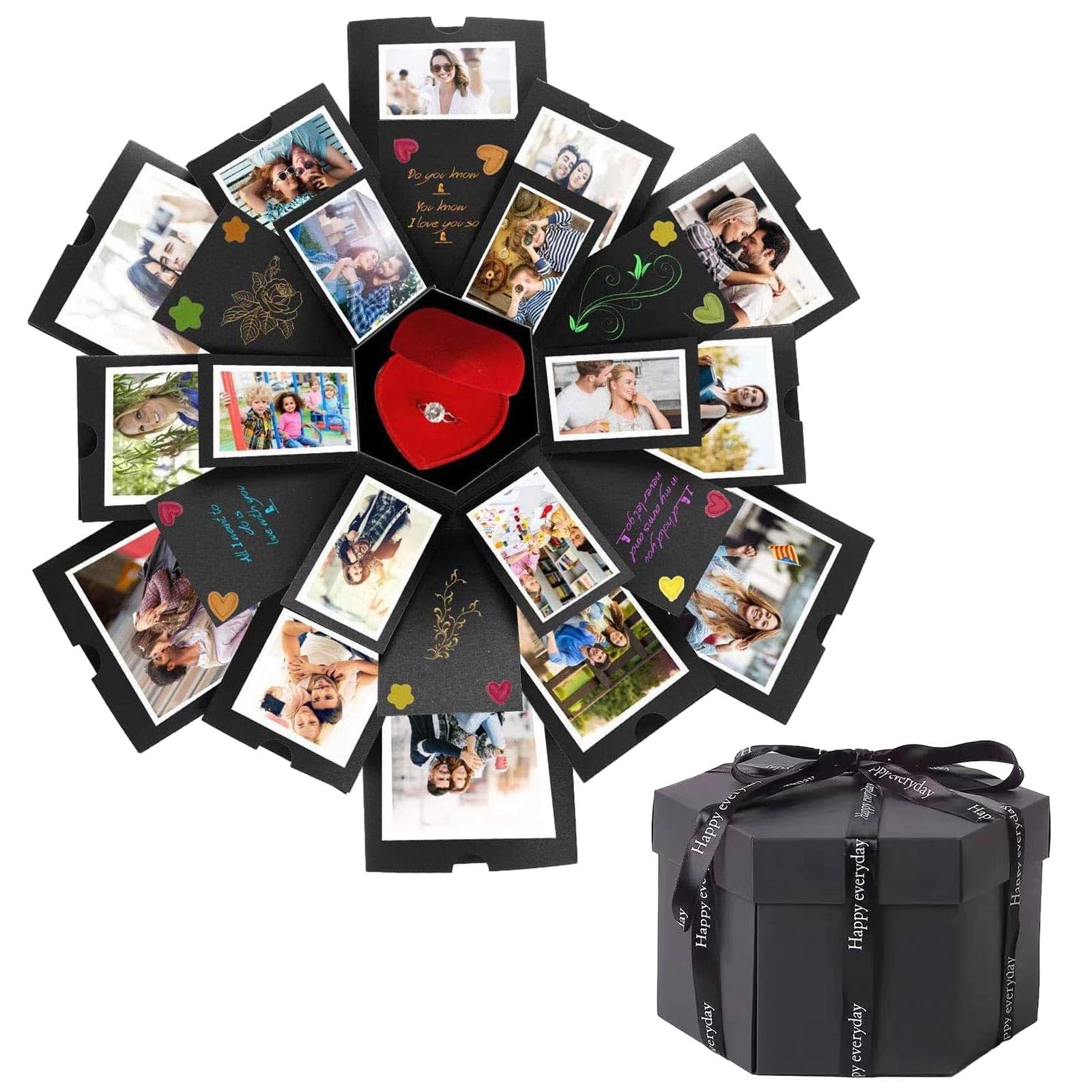 6 Faces DIY Explosion Gift Box,Photo Explosion Box,47cm/18.5in Box Explosion Surprise,Creative Explosion Gift Box Handmade Scrapbook Photo Album,Photo Box Gift for Anniversary,Birthday,Christmas
