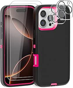 IPhone 16 Case 6.1" Shockproof [Military-Grade Dual Layer] Bumper Cover, Anti-Slip Textured Grip, Raised Camera/Screen Protection, Wireless Charging Compatible – Heavy Duty Rugged Case-Rose Pink - View #13