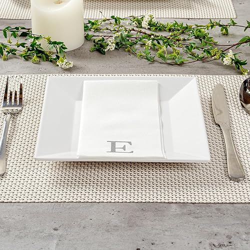 Miniatura 215 de Luxenap - Toallas de invitados de 15.8 x 7.9 pulgadas, 50 toallas de mano con letras plateadas, letra "P", fuente Sans Serif, servilletas de papel