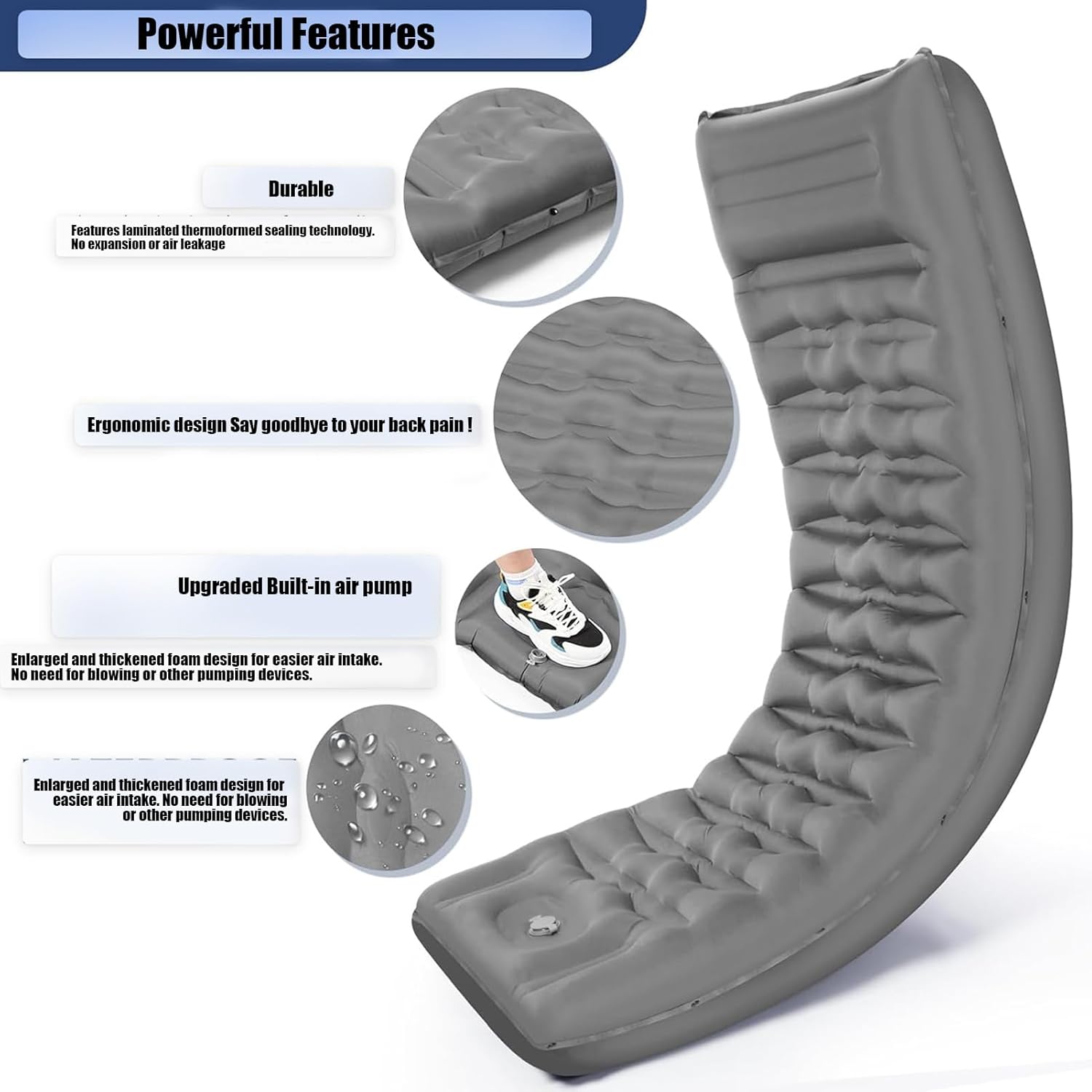 Sleeping Pad - Portable Self Inflating Outdoor Survival Gear | Backpacking Sleeping Pad - for Backpacking Tent Traveling Beach Car Road Trip