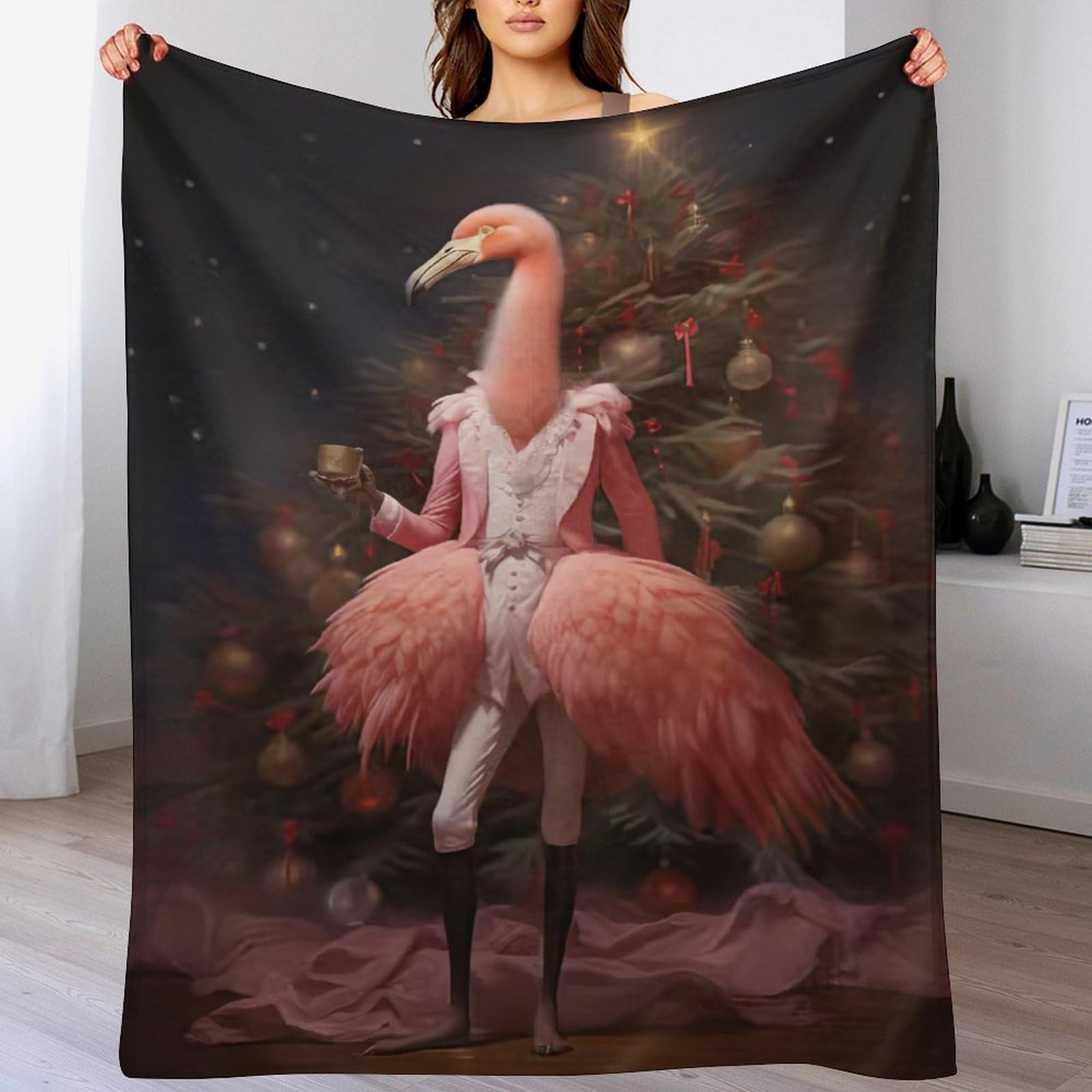 Couverture douce en flannel imprimé flamant rose de 140x180cm