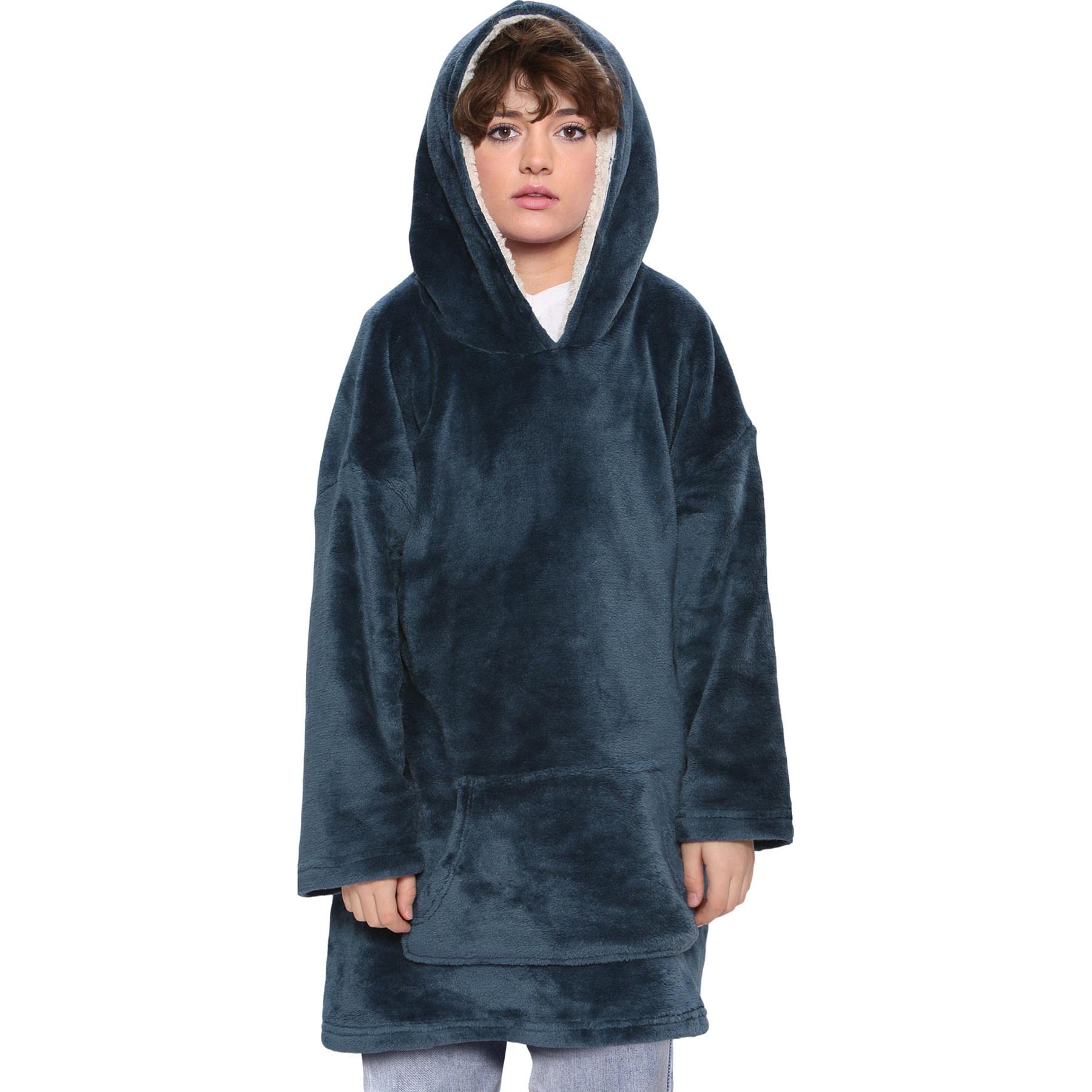 A2zkids (One Size, Navy) Men Ladies Oversized Hoodie Plain Snuggle Blanket