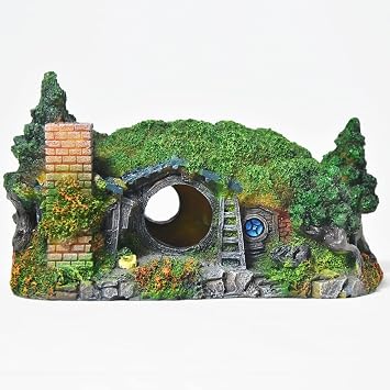 Hobbit Castle Aquarium Decoration - Resin Fish Tank Ornament for Betta, Perfect for Aquarium Scene Arrangement & Fish Tank Accessories Hobbit