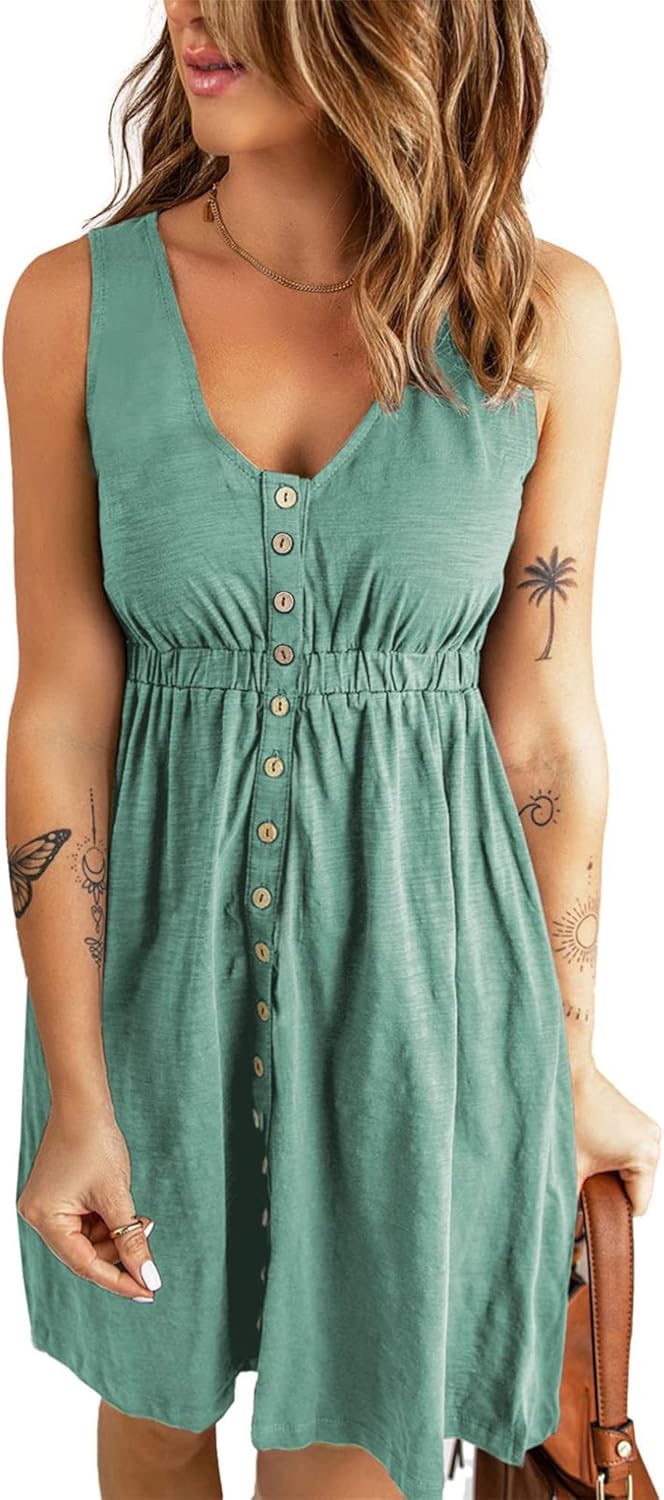 BTFBM Summer Dresses for Women 2026 Casual Spring Clothes Sleeveless Crewneck Beach Vacation Outfits Mini Flowy Sun Dress