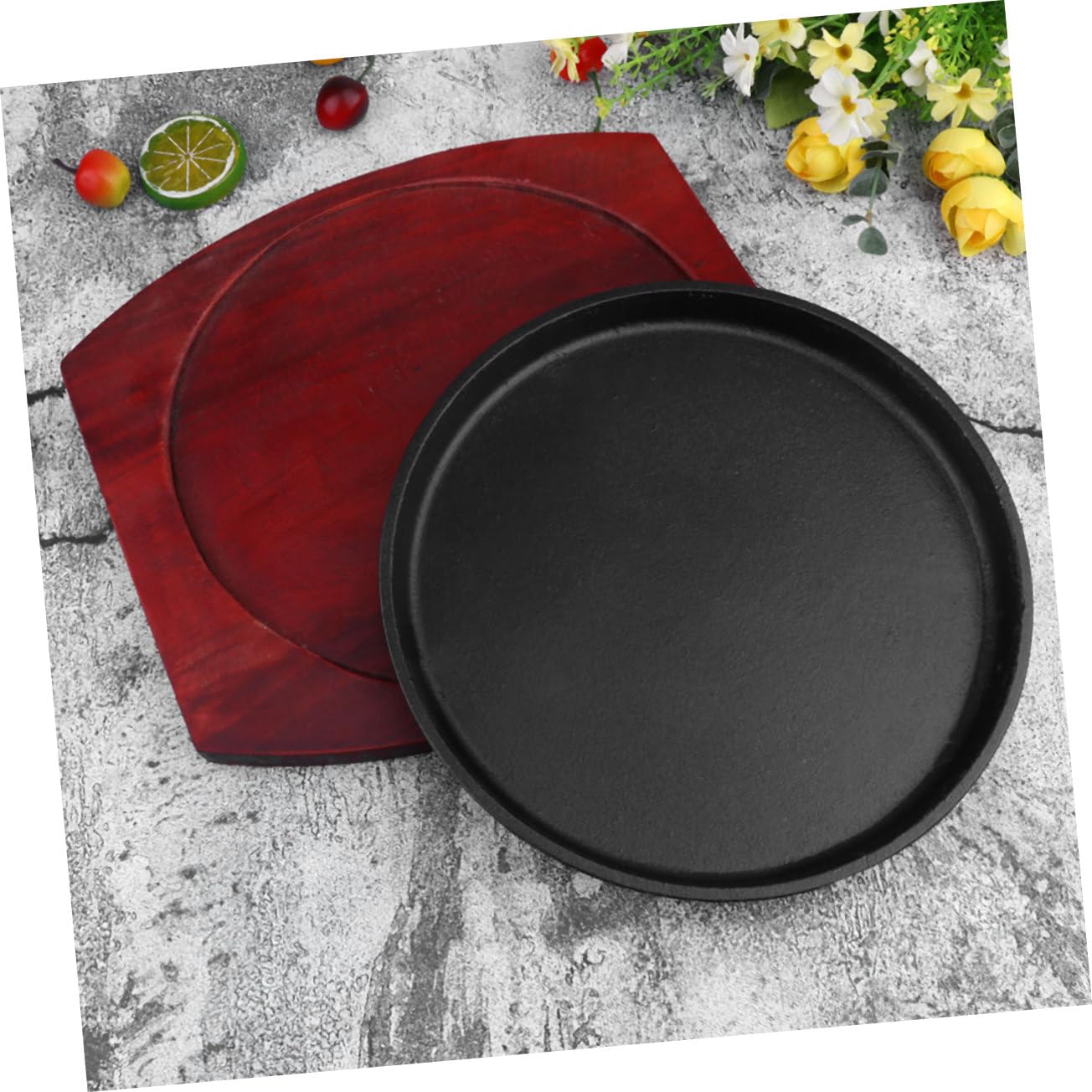 SHOWERORO Piatto Per Barbecue 24cm Teglia Rotonda in Metallo Antiaderente Piastra Per Arrosti Teglia Per Bistecche Di Manzo Durevole Facile Da Pulire