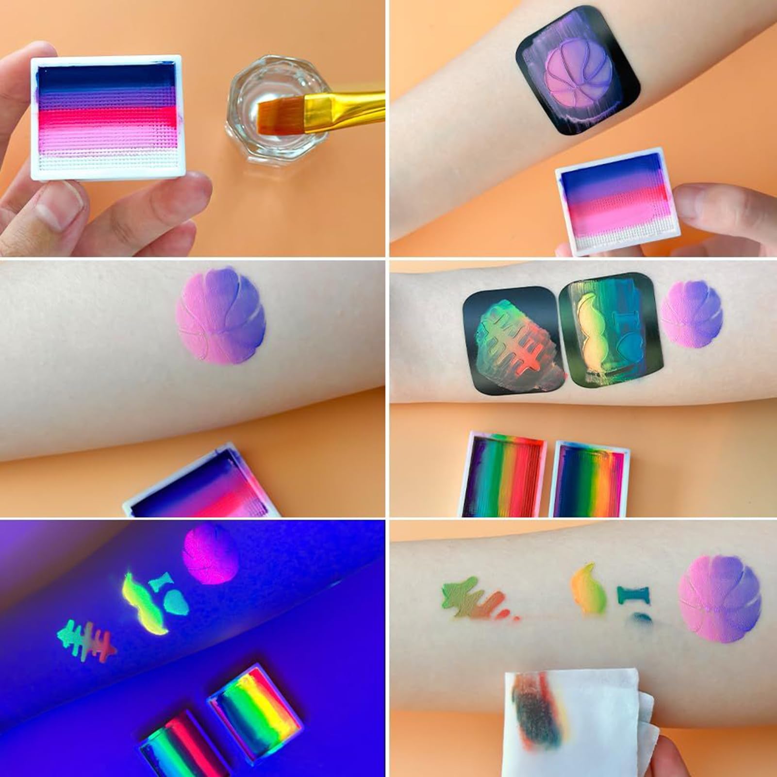 Palette De Peinture Pour Le Visage Et Le Corps, Design Respectueux De La Peau, 12 Couleurs, Palette De Maquillage Professionnelle À Gâteau Divisé, Kit De Maquillage Arc-en-, Sûr Et Pratique, Pour
